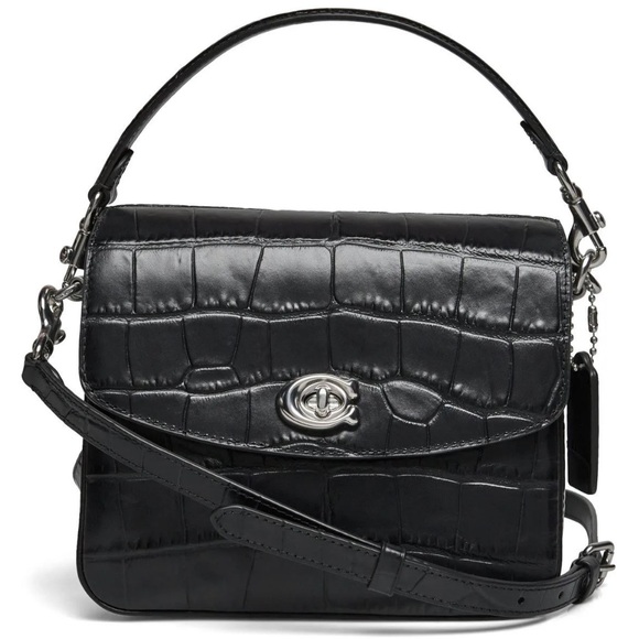 Coach Embossed Croc Leather Cassie Crossbody 19 Black with silver hardware NWT - Picture 3 of 17